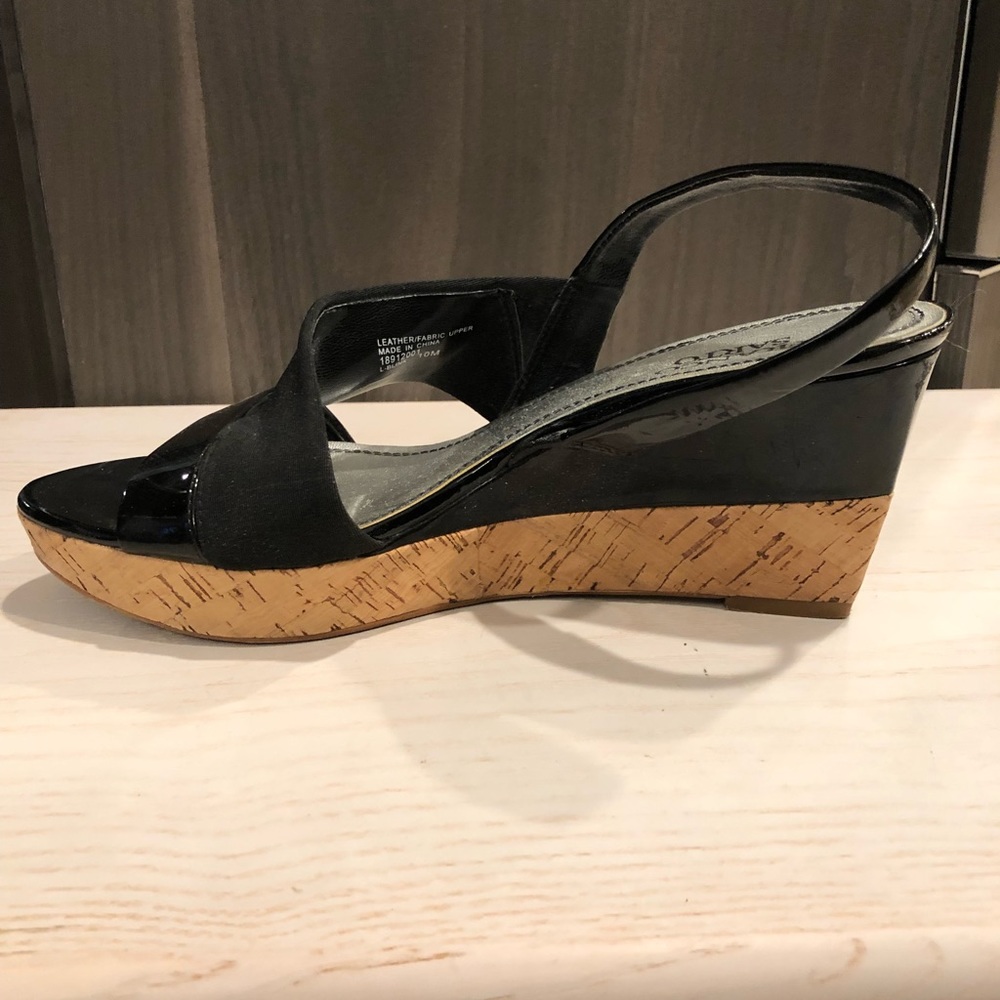 Franco Sarto Cork and Patent Wedge